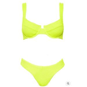 Vetchy Laguna neon yellow crinkle M top S bottom bikini set. Only worn 1x.